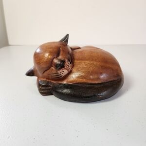 Vintage Wooden Sleeping Cat Lady Home Decor Boho Bohemian Eclectic Cats 90s